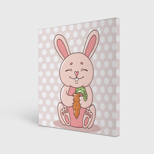 Картина квадратная Милый зайчик с морковкой / 3D-принт – фото 1