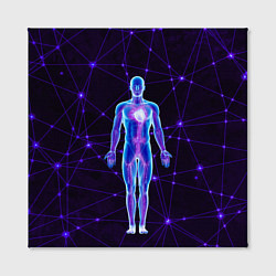 Холст квадратный Неоновый человек в нейросети, цвет: 3D-принт — фото 2