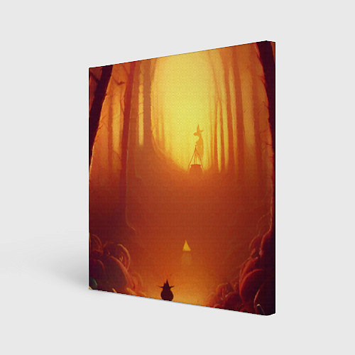 Картина квадратная Темная ведьма колдует в жутком лесу / 3D-принт – фото 1