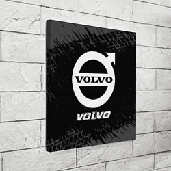 Холст квадратный Volvo speed на темном фоне со следами шин, цвет: 3D-принт — фото 2