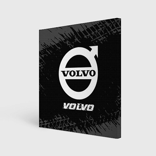 Картина квадратная Volvo speed на темном фоне со следами шин / 3D-принт – фото 1