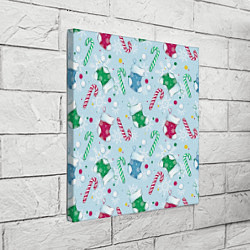Холст квадратный Новогодний паттерн, цвет: 3D-принт — фото 2