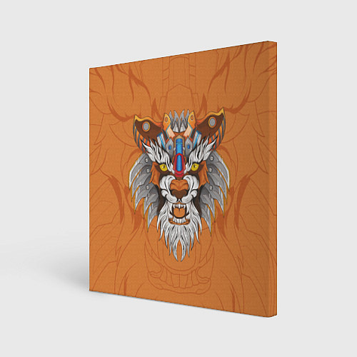 Картина квадратная Голова тигра в узорах / 3D-принт – фото 1