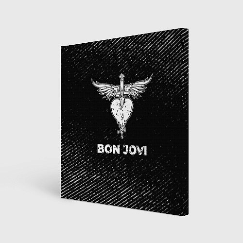Картина квадратная Bon Jovi с потертостями на темном фоне / 3D-принт – фото 1