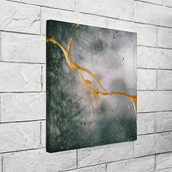 Холст квадратный Абстрактный серый туман и золотая краска, цвет: 3D-принт — фото 2
