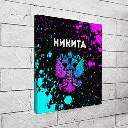 Холст квадратный Никита и неоновый герб России, цвет: 3D-принт — фото 2