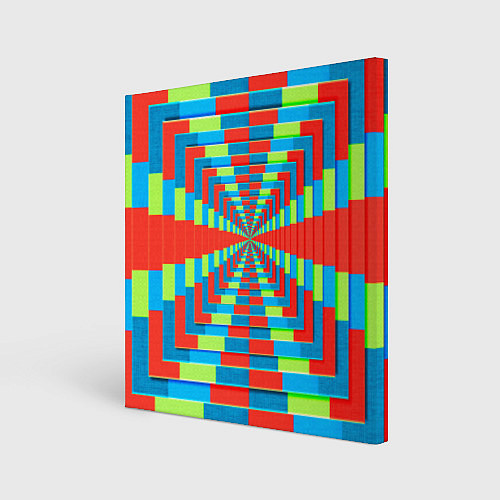 Картина квадратная Разноцветный туннель - оптическая иллюзия / 3D-принт – фото 1