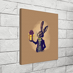 Холст квадратный Кролик в костюме с подарком, цвет: 3D-принт — фото 2