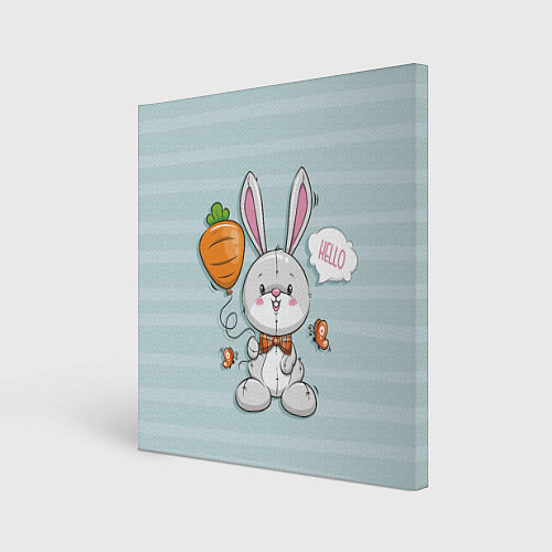 Картина квадратная Милый зайка с шариком-морковкой / 3D-принт – фото 1