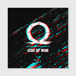 Холст квадратный God of War в стиле glitch и баги графики на темном, цвет: 3D-принт — фото 2