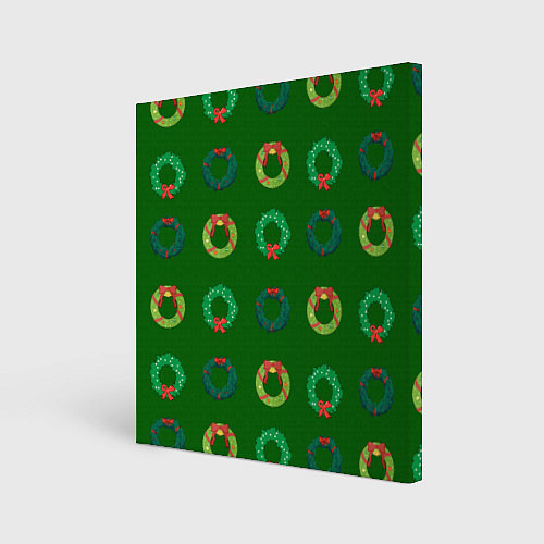 Картина квадратная Зеленые рождественские венки омелы / 3D-принт – фото 1
