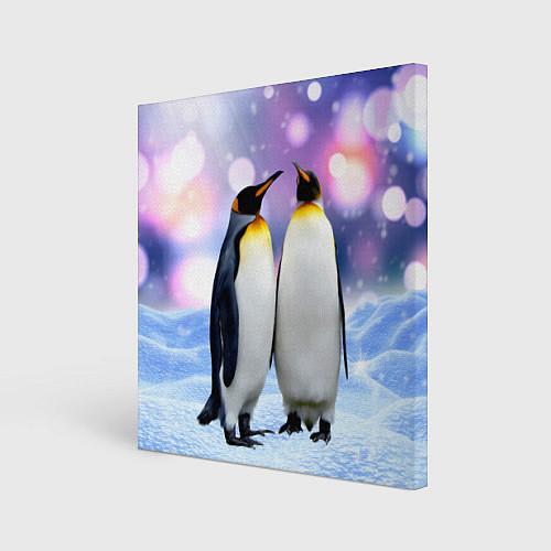 Картина квадратная Пингвины на снегу / 3D-принт – фото 1