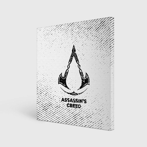 Картина квадратная Assassins Creed с потертостями на светлом фоне / 3D-принт – фото 1