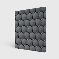 Холст квадратный Стальные шестигранники на сером фоне, цвет: 3D-принт