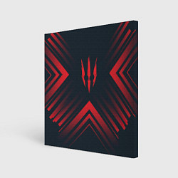 Холст квадратный Красный символ The Witcher на темном фоне со стрел, цвет: 3D-принт