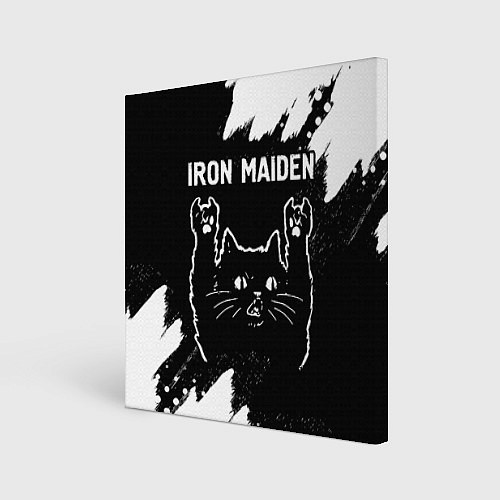 Картина квадратная Группа Iron Maiden и рок кот / 3D-принт – фото 1