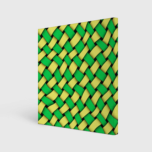 Картина квадратная Жёлто-зелёная плетёнка - оптическая иллюзия / 3D-принт – фото 1