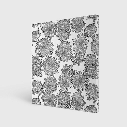 Картина квадратная Цветы хризантемы: линейный рисунок / 3D-принт – фото 1