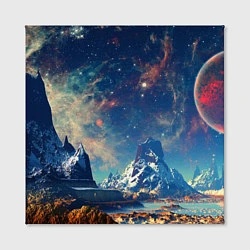 Холст квадратный Горы и бескрайний космос, цвет: 3D-принт — фото 2