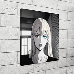 Холст квадратный Нейросеть - аниме блондинка, цвет: 3D-принт — фото 2