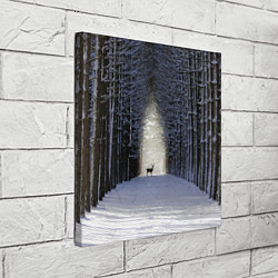 Холст квадратный Олень в зимнем лесу, цвет: 3D-принт — фото 2