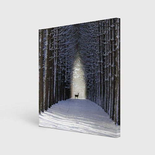 Картина квадратная Олень в зимнем лесу / 3D-принт – фото 1