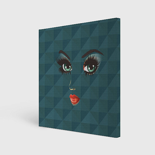 Картина квадратная Аниме женское лицо с большими зелеными глазами / 3D-принт – фото 1