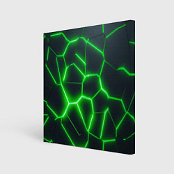 Холст квадратный Зелёные неоновые плиты, цвет: 3D-принт