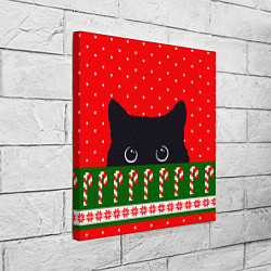 Холст квадратный Котик: новогодний свитер, цвет: 3D-принт — фото 2
