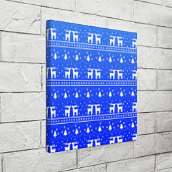 Холст квадратный Синий орнамент с оленями, цвет: 3D-принт — фото 2
