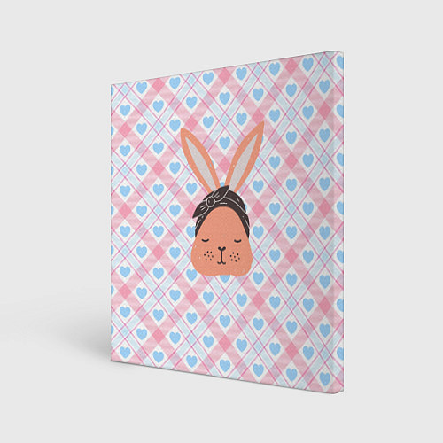 Картина квадратная Милый кролик и сердечки / 3D-принт – фото 1