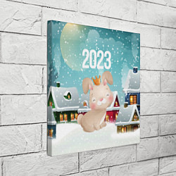 Холст квадратный Новый год 2023 милая зайка, цвет: 3D-принт — фото 2