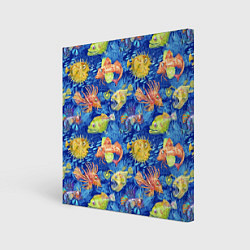 Холст квадратный Большие акварельные рыбы, цвет: 3D-принт