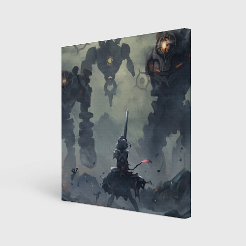 Картина квадратная Genshin Impact - Ноэль готовится к битве / 3D-принт – фото 1