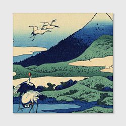 Холст квадратный Журавли - японский художник Хокусай Фудзи, цвет: 3D-принт — фото 2