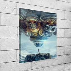 Холст квадратный Космический корабль и девушка, цвет: 3D-принт — фото 2