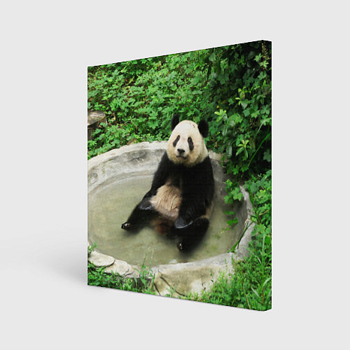 Картина квадратная Панда отдыхает в ванной / 3D-принт – фото 1