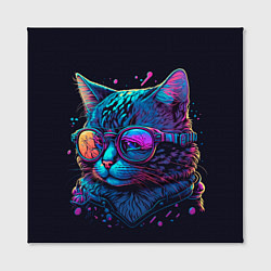 Холст квадратный Кот неоновый, цвет: 3D-принт — фото 2