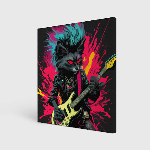 Картина квадратная Rocker Cat on a dark background - C-Cats collectio / 3D-принт – фото 1