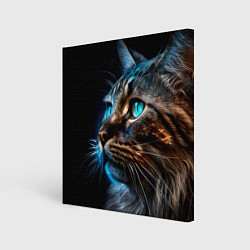 Картина квадратная Кот с неоновыми глазами
