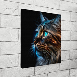 Холст квадратный Кот с неоновыми глазами, цвет: 3D-принт — фото 2