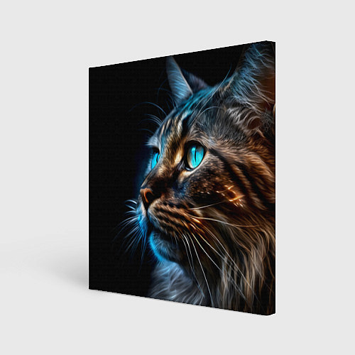 Картина квадратная Кот с неоновыми глазами / 3D-принт – фото 1