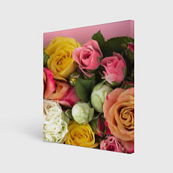 Холст квадратный Букет красивых роз, цвет: 3D-принт