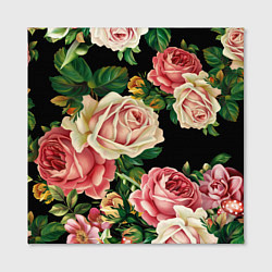 Холст квадратный Цветы на черном фоне, цвет: 3D-принт — фото 2