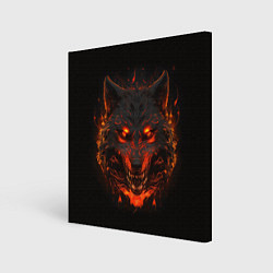 Холст квадратный Морда огненного волка, цвет: 3D-принт