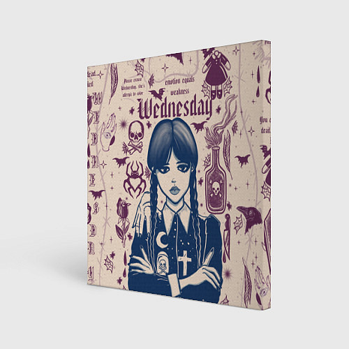 Картина квадратная Уэнсдей Аддамс в стиле готического тату / 3D-принт – фото 1