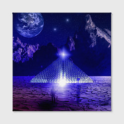 Холст квадратный Синяя магическая пирамида, горы и космос, цвет: 3D-принт — фото 2