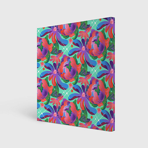 Картина квадратная Цветочный паттерн арт / 3D-принт – фото 1