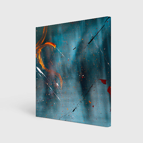 Картина квадратная Абстрактный синий туман, силуэты и краски / 3D-принт – фото 1