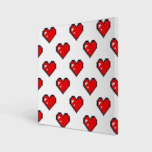 Картина квадратная Сердца в стиле пиксель-арт / 3D-принт – фото 1
